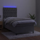 vidaXL világosszürke bársony rugós és LED-es ágy matraccal 90x190 cm
