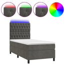 vidaXL sötétszürke bársony rugós és LED-es ágy matraccal 90x190 cm