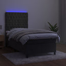 vidaXL sötétszürke bársony rugós és LED-es ágy matraccal 90x200 cm