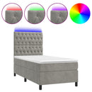vidaXL világosszürke bársony rugós és LED-es ágy matraccal 100x200 cm
