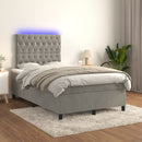 vidaXL világosszürke bársony rugós és LED-es ágy matraccal 120x200 cm