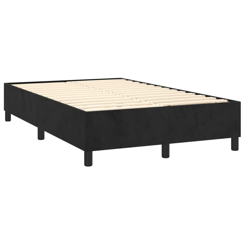vidaXL fekete bársony rugós és LED-es ágy matraccal 120x200 cm