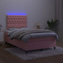 vidaXL rózsaszín bársony rugós és LED-es ágy matraccal 120x200 cm
