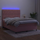 vidaXL rózsaszín bársony rugós és LED-es ágy matraccal 140x190 cm