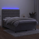vidaXL világosszürke bársony rugós és LED-es ágy matraccal 140x200 cm