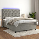 vidaXL világosszürke bársony rugós és LED-es ágy matraccal 140x200 cm