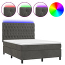 vidaXL sötétszürke bársony rugós és LED-es ágy matraccal 140x200 cm