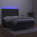 vidaXL sötétszürke bársony rugós és LED-es ágy matraccal 140x200 cm
