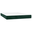 vidaXL sötétzöld bársony rugós és LED-es ágy matraccal 140x200 cm