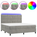 vidaXL világosszürke bársony rugós és LED-es ágy matraccal 160x200 cm
