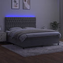 vidaXL világosszürke bársony rugós és LED-es ágy matraccal 160x200 cm