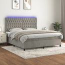 vidaXL világosszürke bársony rugós és LED-es ágy matraccal 160x200 cm