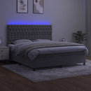 vidaXL világosszürke bársony rugós és LED-es ágy matraccal 180x200 cm