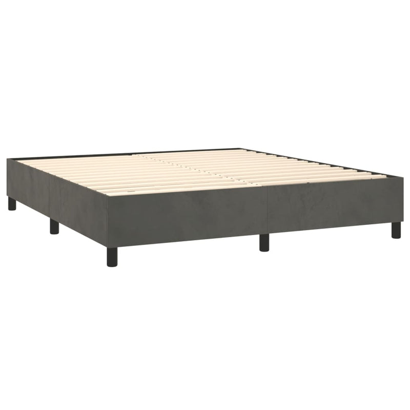 vidaXL sötétszürke bársony rugós és LED-es ágy matraccal 180x200 cm