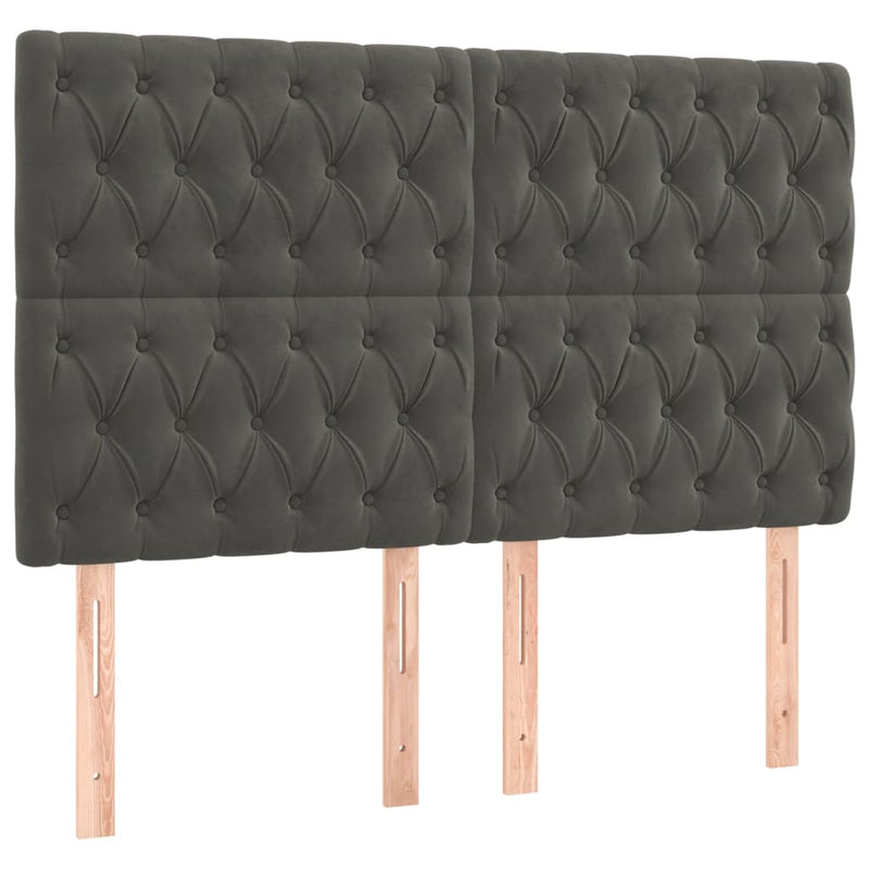 vidaXL sötétszürke bársony rugós és LED-es ágy matraccal 180x200 cm