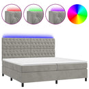 vidaXL világosszürke bársony rugós és LED-es ágy matraccal 200x200 cm