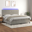 vidaXL világosszürke bársony rugós és LED-es ágy matraccal 200x200 cm
