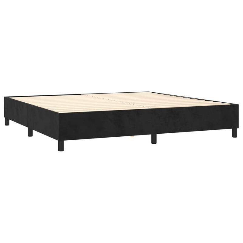 vidaXL fekete bársony rugós és LED-es ágy matraccal 200x200 cm