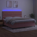 vidaXL rózsaszín bársony rugós és LED-es ágy matraccal 200x200 cm