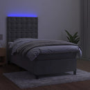 vidaXL világosszürke bársony rugós és LED-es ágy matraccal 80 x 200 cm