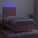 vidaXL rózsaszín bársony rugós és LED-es ágy matraccal 80 x 200 cm