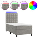 vidaXL világosszürke bársony rugós és LED-es ágy matraccal 90x190 cm