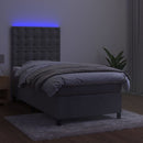 vidaXL világosszürke bársony rugós és LED-es ágy matraccal 90x190 cm