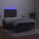 vidaXL fekete bársony rugós és LED-es ágy matraccal 120x200 cm