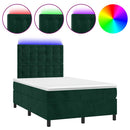vidaXL sötétzöld bársony rugós és LED-es ágy matraccal 120x200 cm