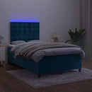 vidaXL sötétkék bársony rugós és LED-es ágy matraccal 120x200 cm