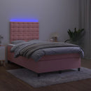 vidaXL rózsaszín bársony rugós és LED-es ágy matraccal 120x200 cm