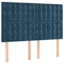 vidaXL sötétkék bársony rugós és LED-es ágy matraccal 140x190 cm