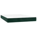vidaXL sötétzöld bársony rugós és LED-es ágy matraccal 140x200 cm