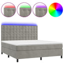 vidaXL világosszürke bársony rugós és LED-es ágy matraccal 160x200 cm