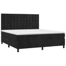 vidaXL fekete bársony rugós és LED-es ágy matraccal 160x200 cm