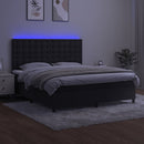 vidaXL fekete bársony rugós és LED-es ágy matraccal 160x200 cm