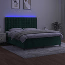 vidaXL sötétzöld bársony rugós és LED-es ágy matraccal 160x200 cm