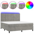 vidaXL világosszürke bársony rugós és LED-es ágy matraccal 180x200 cm