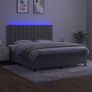 vidaXL világosszürke bársony rugós és LED-es ágy matraccal 180x200 cm