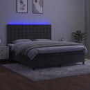 vidaXL sötétszürke bársony rugós és LED-es ágy matraccal 180x200 cm