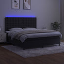 vidaXL fekete bársony rugós és LED-es ágy matraccal 180x200 cm