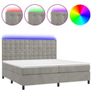 vidaXL világosszürke bársony rugós és LED-es ágy matraccal 200x200 cm