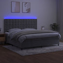 vidaXL világosszürke bársony rugós és LED-es ágy matraccal 200x200 cm
