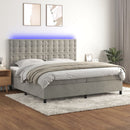 vidaXL világosszürke bársony rugós és LED-es ágy matraccal 200x200 cm