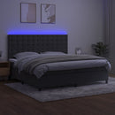 vidaXL sötétszürke bársony rugós és LED-es ágy matraccal 200x200 cm