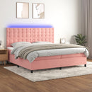 vidaXL rózsaszín bársony rugós és LED-es ágy matraccal 200x200 cm