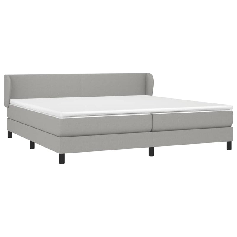 vidaXL világosszürke szövet rugós ágy matraccal 200 x 200 cm