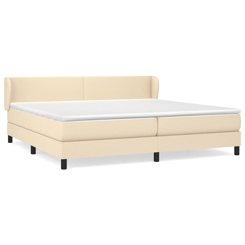 vidaXL krémszínű szövet rugós ágy matraccal 200 x 200 cm