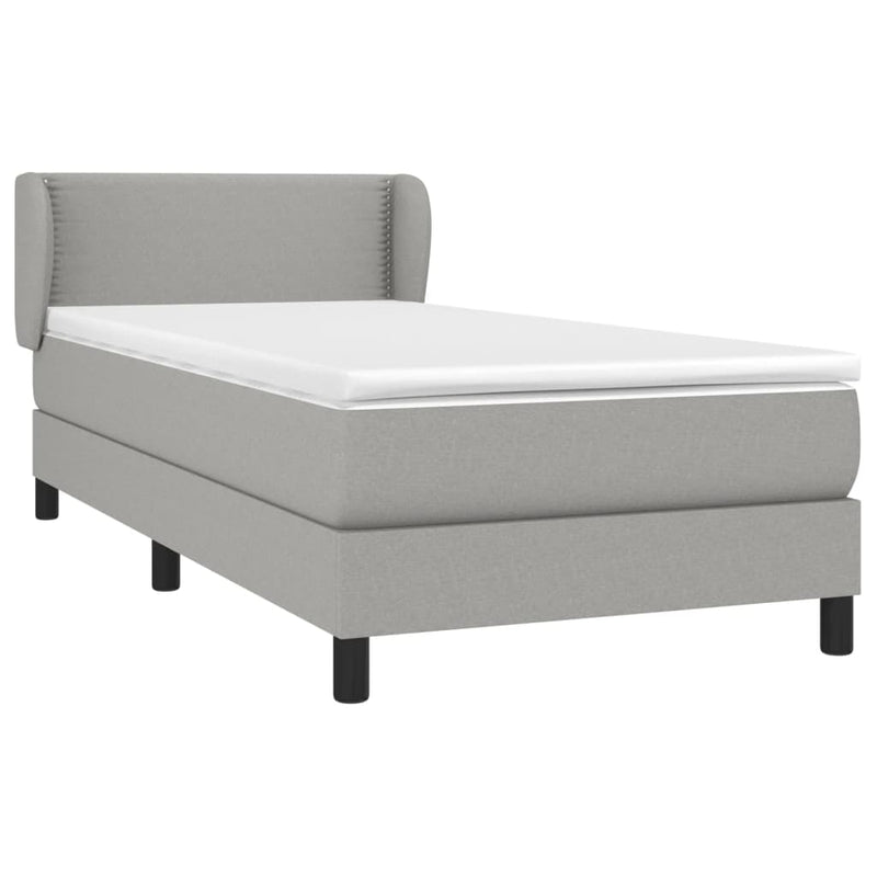 vidaXL világosszürke szövet rugós ágy matraccal 100 x 200 cm