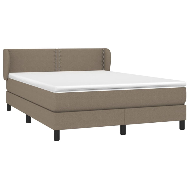 vidaXL tópszínű szövet rugós ágy matraccal 140 x 190 cm